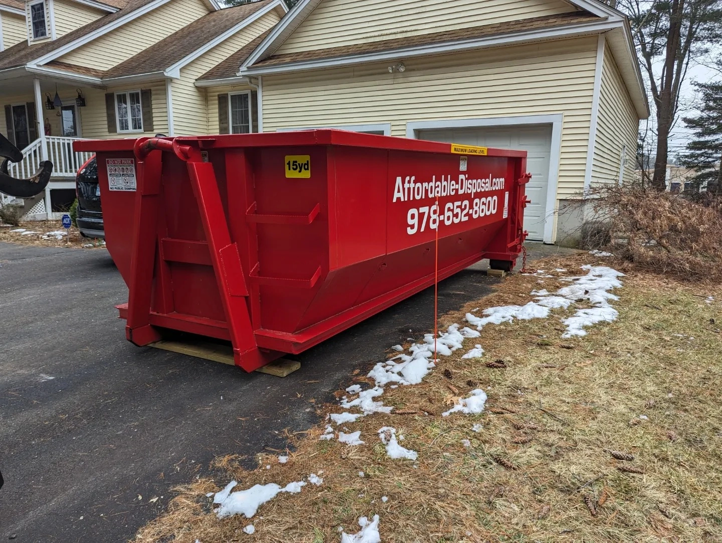 Affordable Disposal dumpster on site